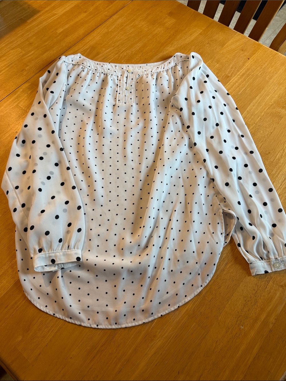 LOFT White Blouse with Black Polka Dots